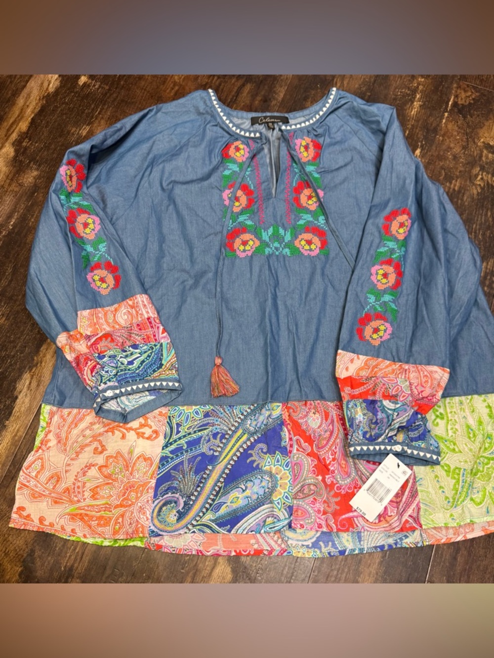 Women’s Calessa Embroidered Boho Flowy Tunic Size 3X